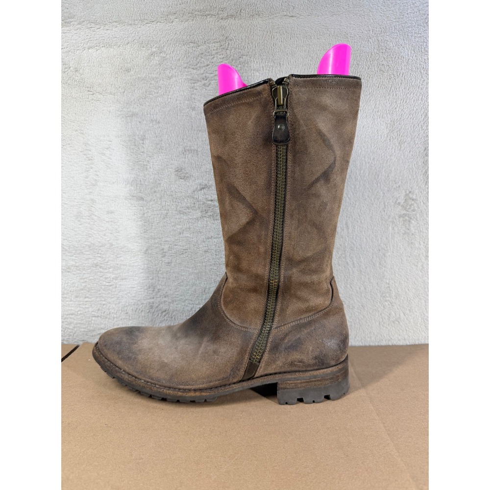 n.d.c. Leather Boots Unisex 43M Brown Distressed Hand Made Industrial Lug Sole